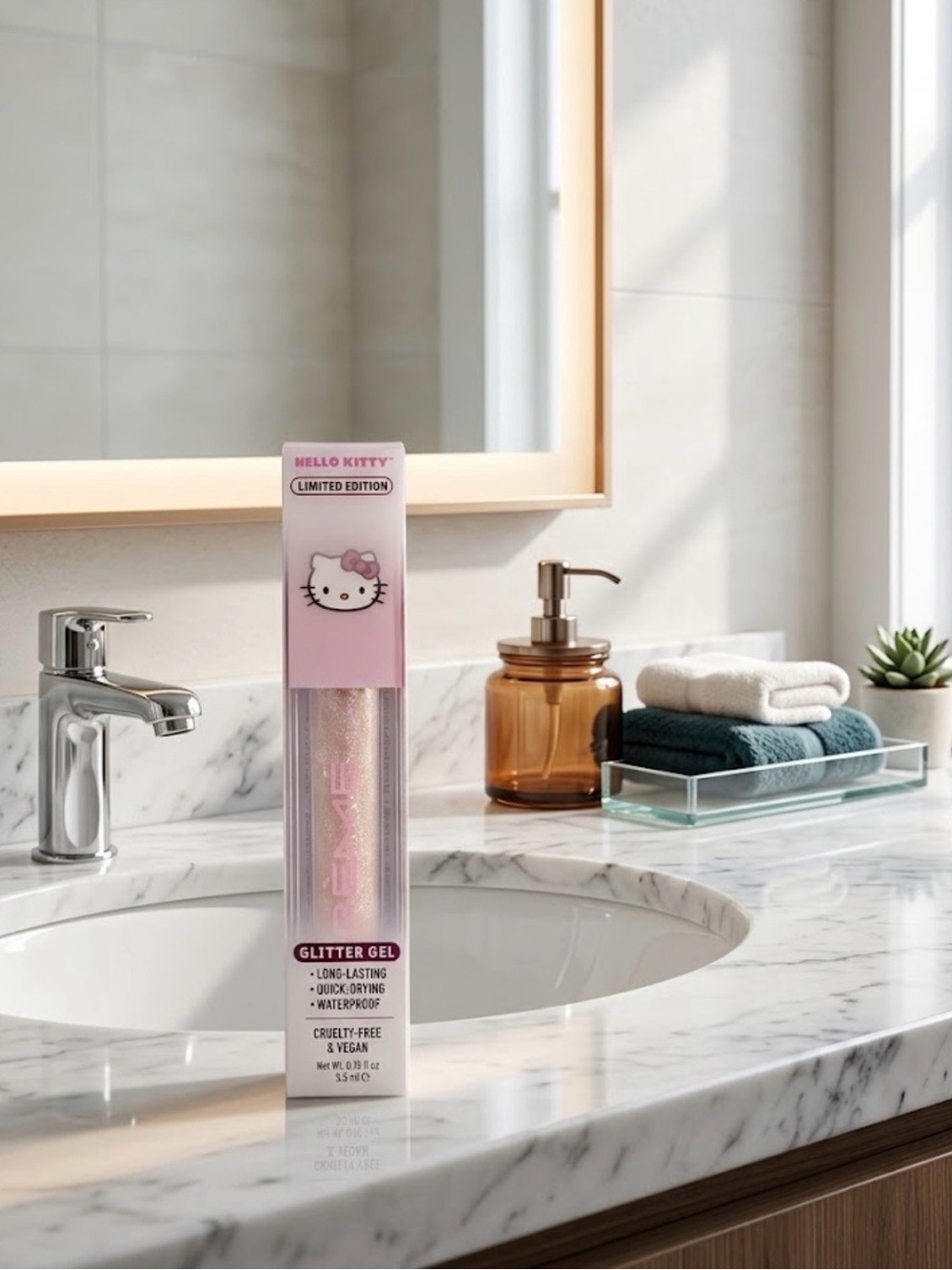 Hello Kitty Pink Glitter Gel Tube — Shimmery Pink Hair & Body